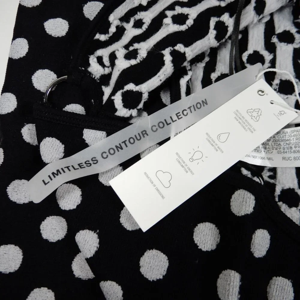 ZARA Polka Dot Strapless BODYSUIT Size M L Black White Ring Detail NEW w/ TAGS - Picture 7 of 9